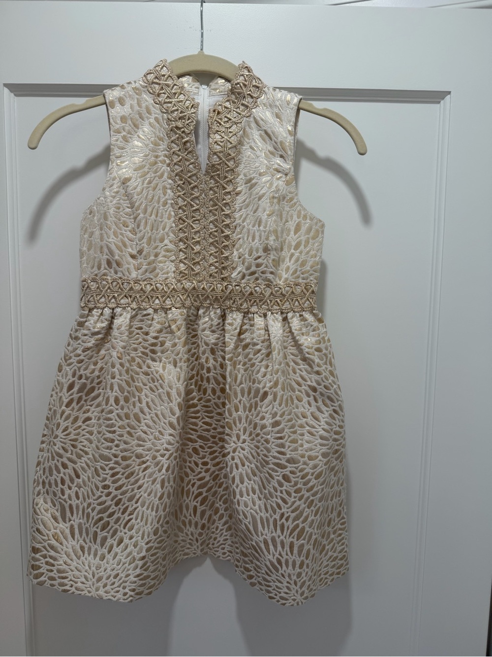 Lilly Pulitzer Ivory and Gold Lace-Overlay Party Dress
